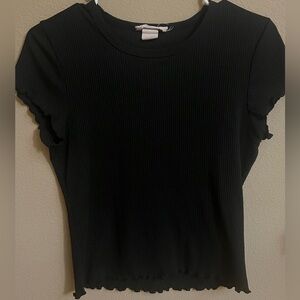 Black Ribbed Women's Top
